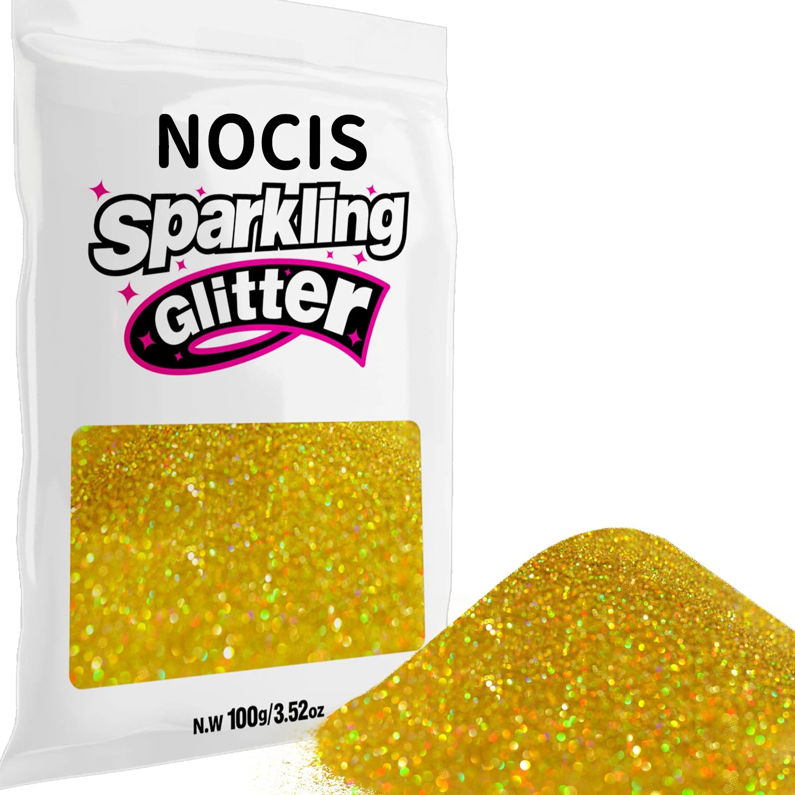 

NOCIS 100 г/3,5 унции золотой блеск голографический тонкий блеск для поделок, смолы, цветов, ювелирных изделий, украшений для вечеринок, не обесцвечивания