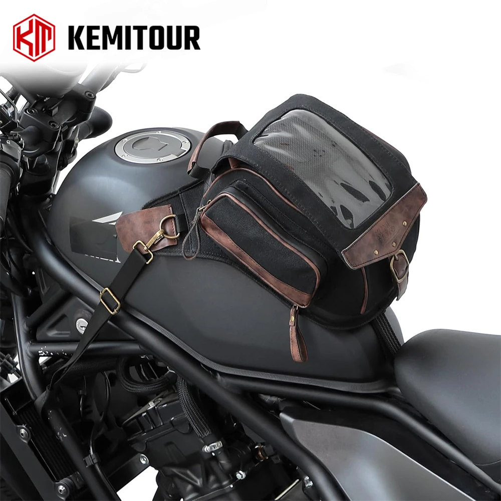 

Expandable Motorcycle Tank Bags 7L–8.5L Retro Waxed Canvas Thigh Pack Leg Waist Bag with Touch Screen Phone Pocket Storage Bags