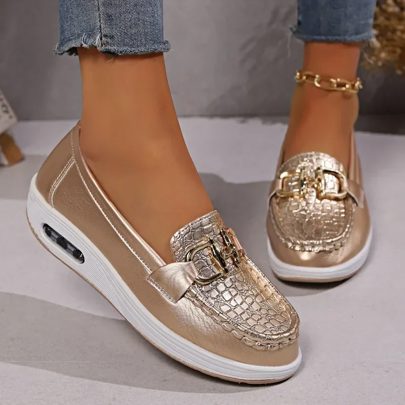 Women Casual Wedge Platform Shoes 2024 Spring Autumn Designer Comfort Walking Loafers Fashion Slip on Sneakers Zapatos De Mujer