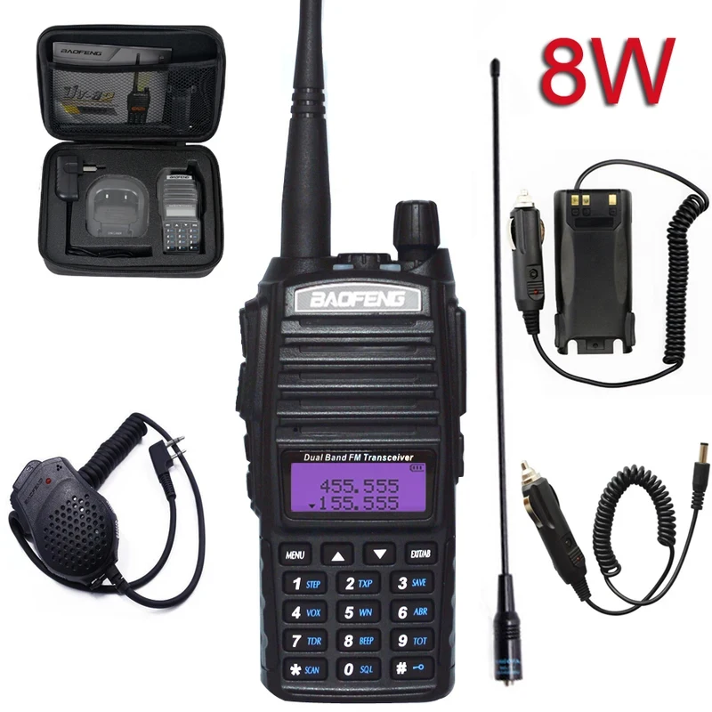 8W High Power Baofeng UV82 Dual Band Walkie Talkie VHF UHF FM Ham Radio Portable Hunting Amateur Transceiver