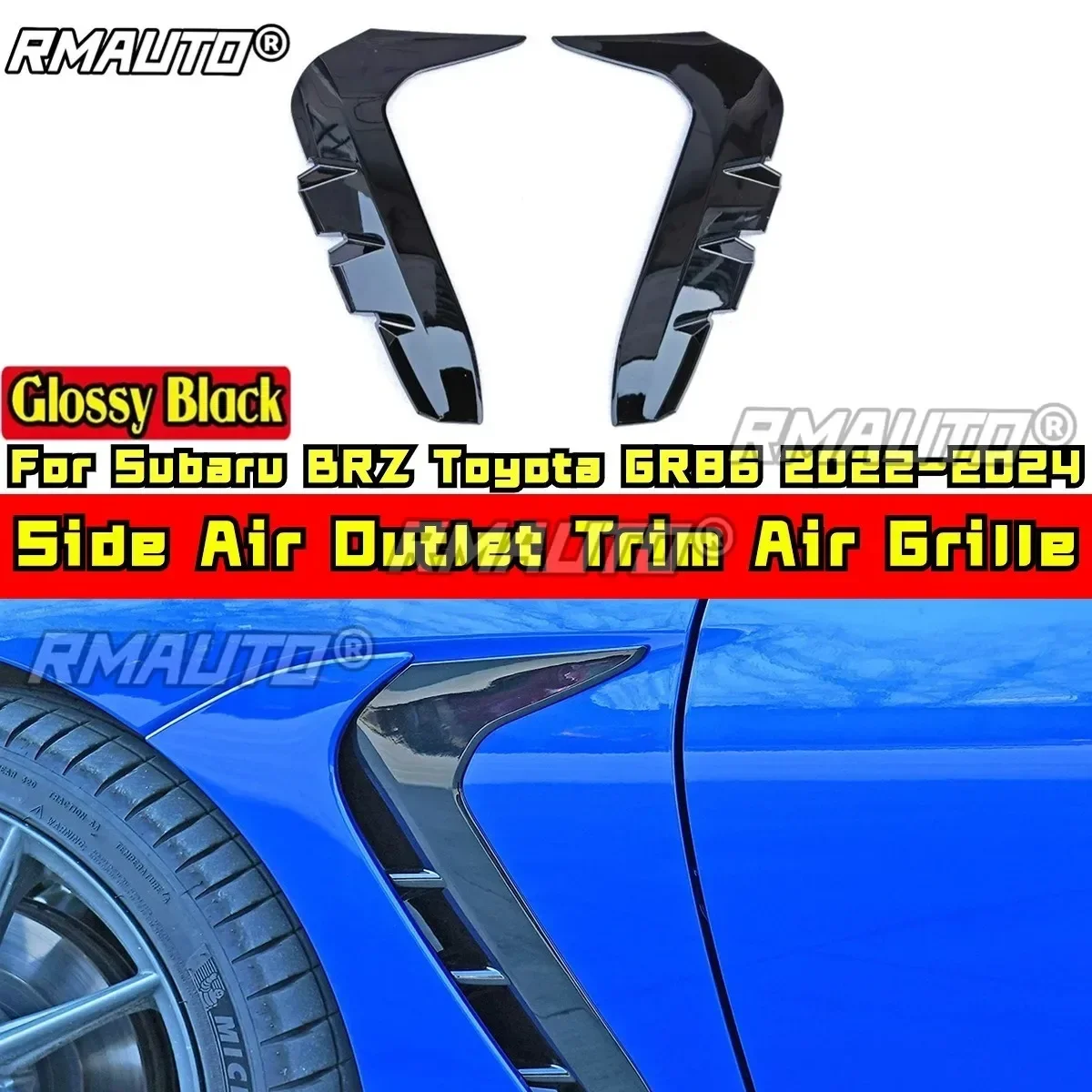 

Для Subaru BRZ Toyota GR86 2022-2024 Комплект кузова Боковая накладка на воздуховыпускное отверстие Воздушная решетка Глянцевый черный DC Стиль Листья Доска Автомобильные аксессуары