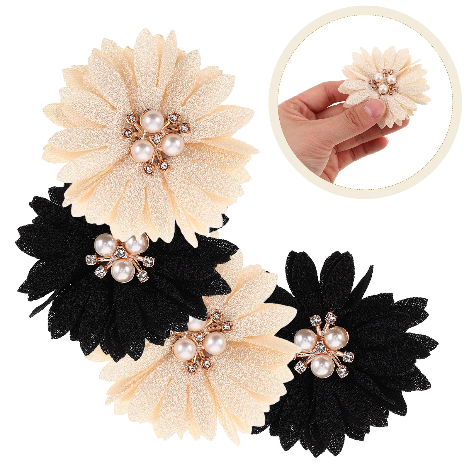 

2 Pairs Pearl Wedding Shoes Accessories Elegant Detachable DIY Flower Clips Charms for Women Soft Fabric Shoe Decorations