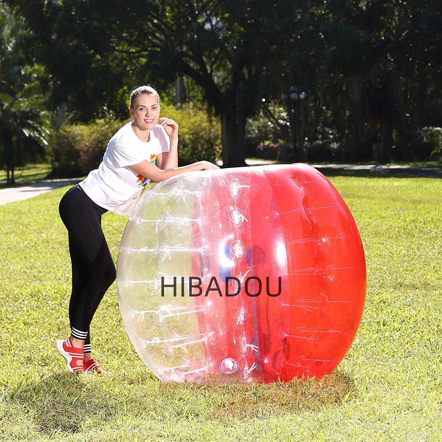 HIBADOU Bolas de burbujas de parachoques inflables de 5 pies, 1,5 m para adultos, bola de aldaba de hámster humano, cuerpo Zorb