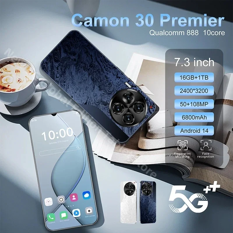 

camon 30 Premier 5G Global Version 7.3HD Screen 16G + 1T 6800Mah Android13 Cellulare Dual Sim Face Unlocked Mobile Phone 108MP