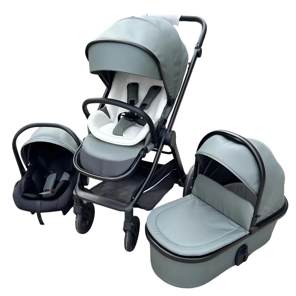 

3-in-1 Baby Stroller with Portable Car Seat Foldable Bassinet Portable Alloy Design for Children 3 Years Old Light Function