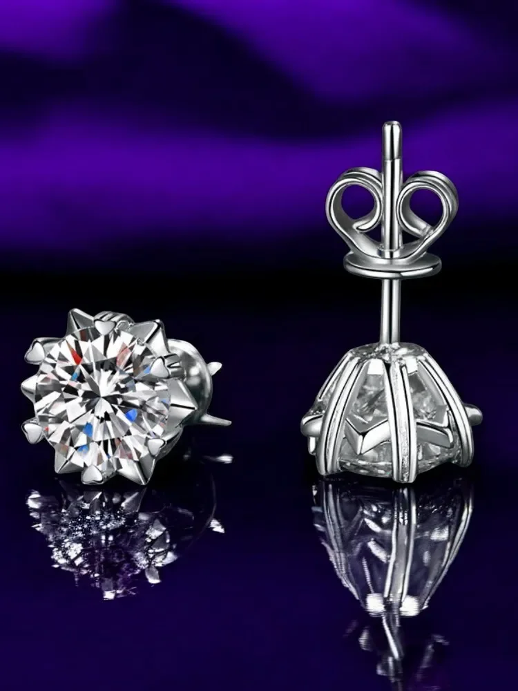 

Серьги из серебра 925 пробы, сертифицированные GRA, муассанит, сердце, женский подарок на день снежинки, серьги-гвоздики с шестью когтями для пирсинга обручей