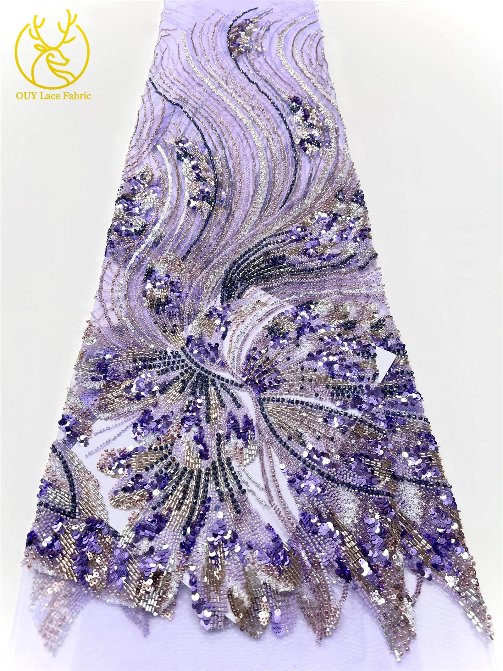 Delicata africana colorata perline pesanti tessuto di pizzo tulle 2025 tessuto di pizzo francese turco con paillettes per abiti da sposa da donna