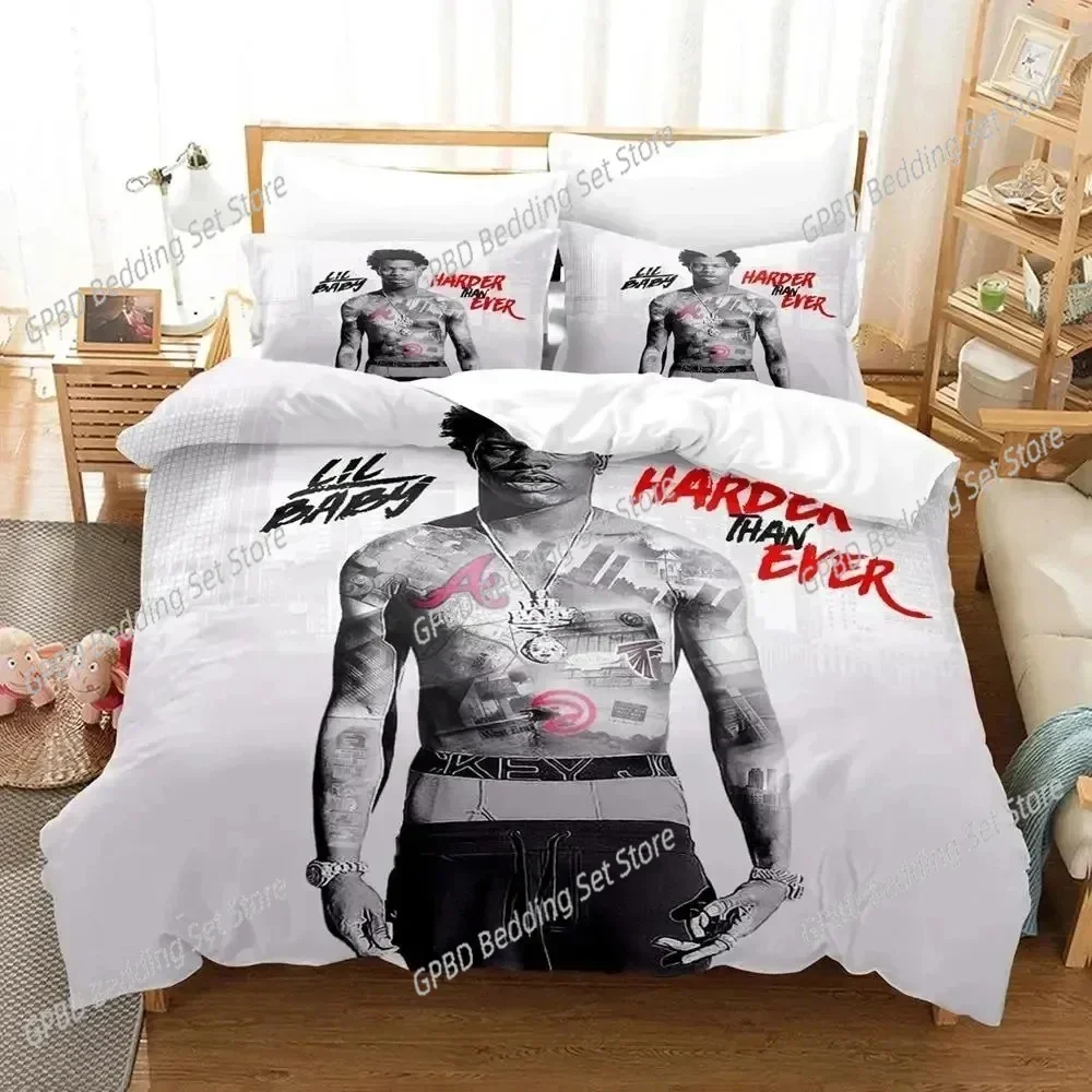 Luxury  New Rapper lil baby Comfortable Duvet Quilt Cover Pillowcase Bedding Set Children Bedroom Decoration Home Textile