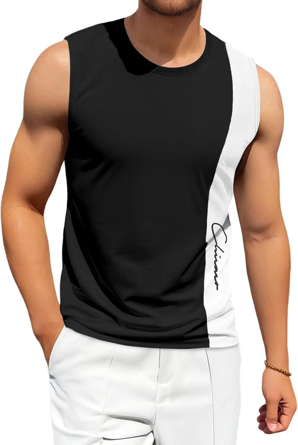 

3D Letter Print Men's Tank Tops Casual Fashion Sport Round Neck Man Sleeveless Shirt Summer Outdoor Gym Fitness Breathable Vest