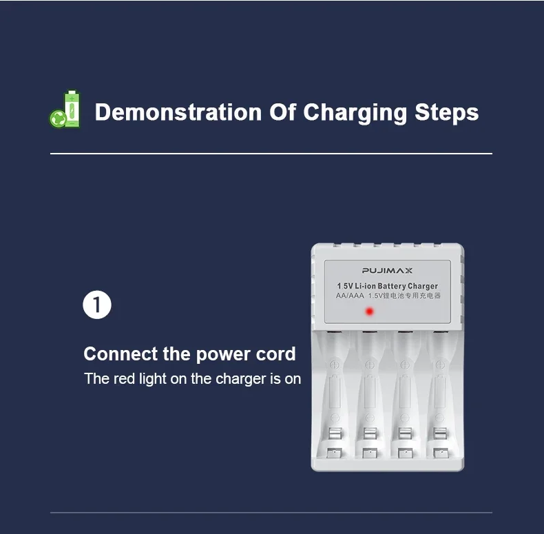 For AA/AAA 1.5V Lithium Batteries Large Capacity Rechargeable Lithium-ion Batteries 4/8 Slot Lithium Battery Charger with Cable