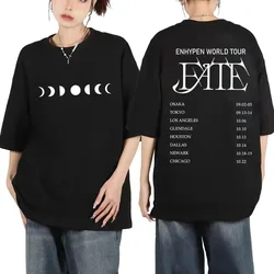 Plus-size Kpop Bands Enhypen Fate World Tour Graphic T Shirts Men Women Fashion Casual T-shirt Summer High Quality Pure Cotton