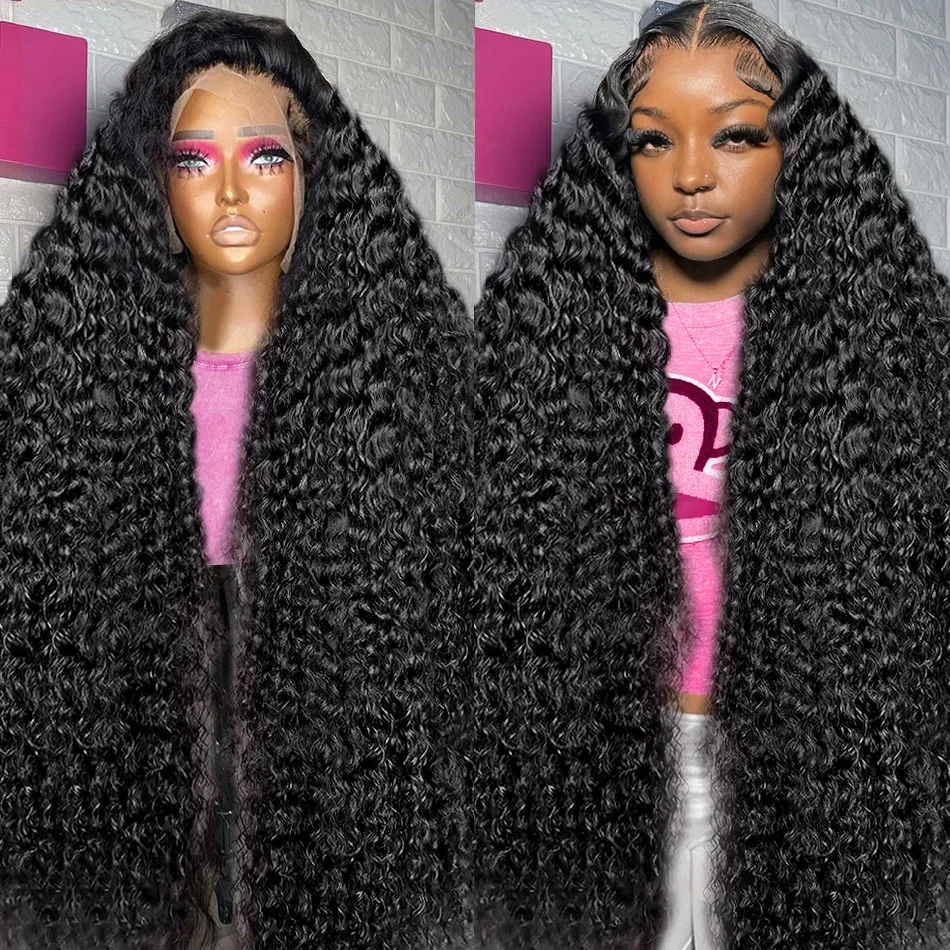 30 40 Inches Water Deep Wave 13x4 Transparent Lace Front Human Hair Curly Lace Frontal Wig Brazilian Remy Lace Wig