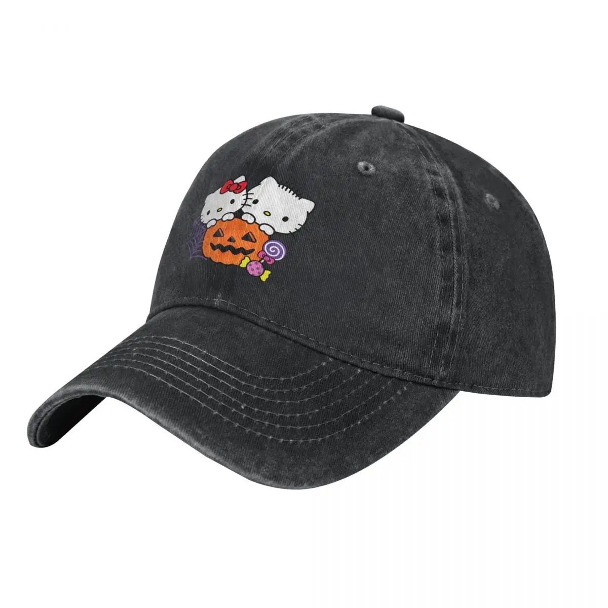 Hello Kitty Dear Daniel Perfect Pair Halloween Baseball Caps Retro Distressed Denim Sun Cap Men Women Golf Adjustable Hats Cap