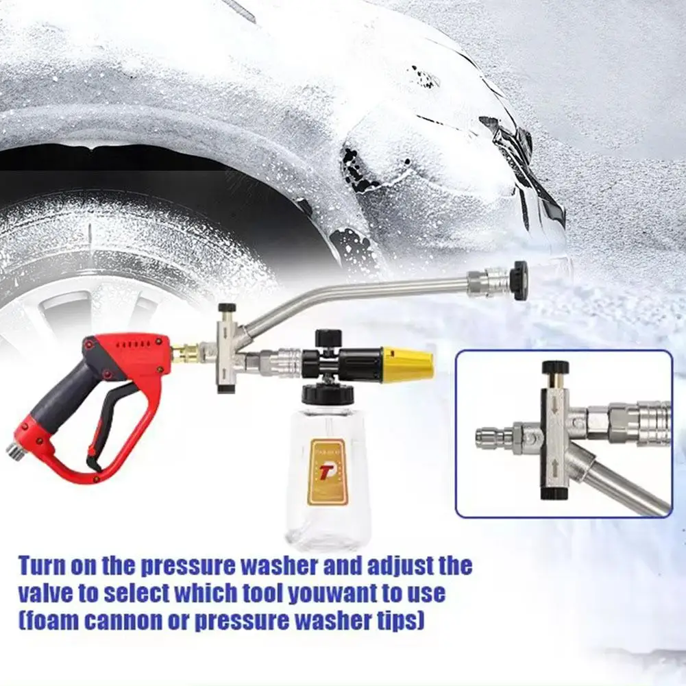 Dual Purpose Switch Snow Foam Dual Gun Pressure Washer 1/4 Inch Quick Connect And 5/7 Nozzles For Soap Cannon Pressure Wash K1S0