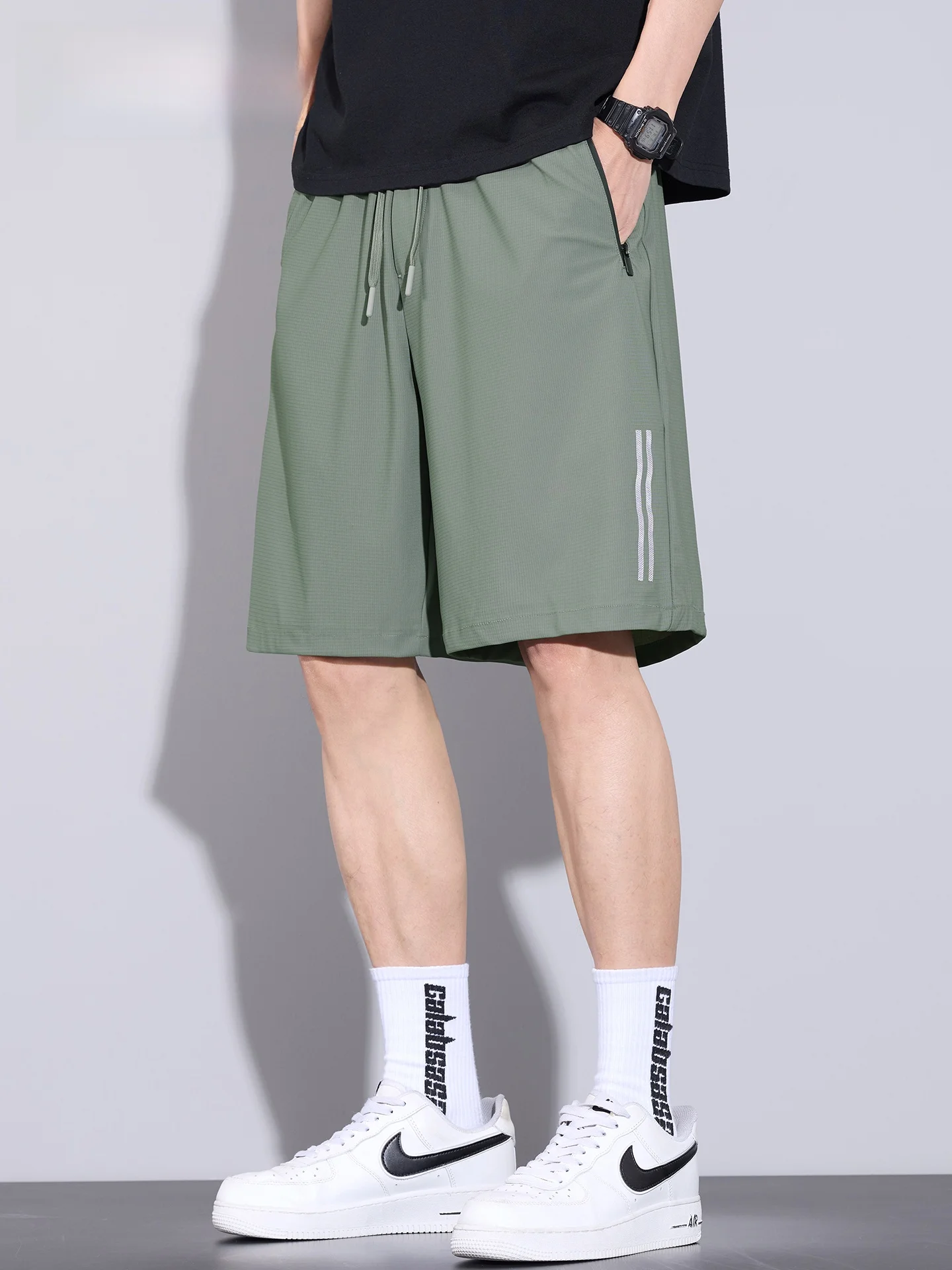 

Mark Fairwe Men's Summer Ice Silk Qui Dry Casual Loose Thin Beach orts Five-Quarter Length Breathable Comfortable orts