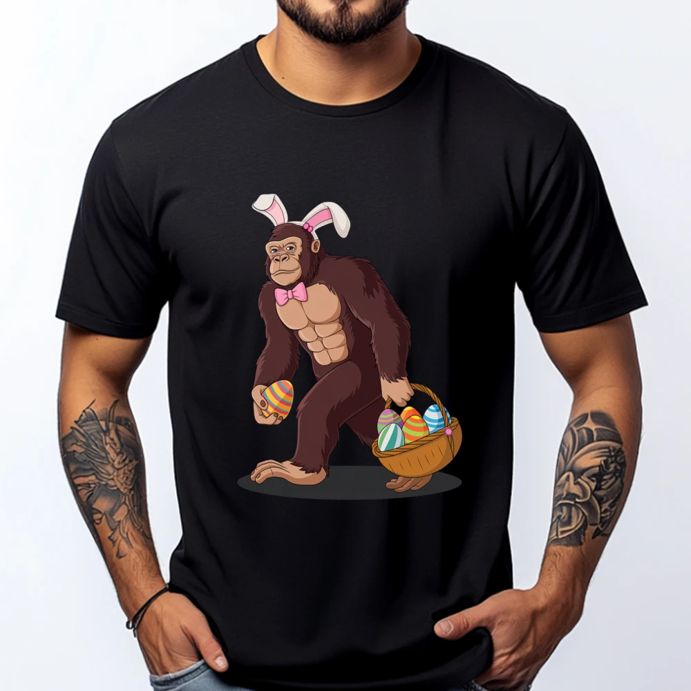 

Bigfoot Carring Eggs Easter Gifts Bigfoot Easter Costume Men's T-Shirts Mens Designer Clothes Camisetas Hombre Large Size Letter