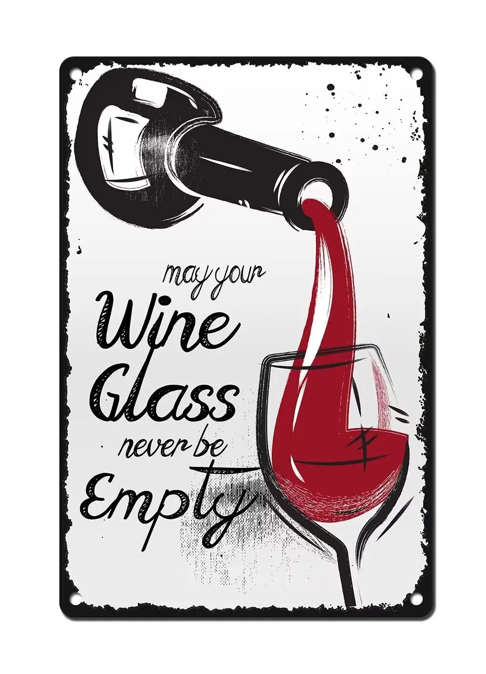POBBUK Wine Bar Signs for Home Bar,May Your Wine Glass Never Be Empty Vintage Tin Metal Sign for Men Women,Wine Signs for Home B