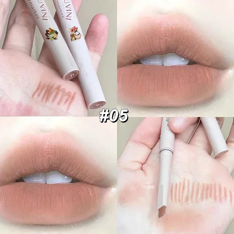 Penna per labbra nude a cinque colori, resistente, impermeabile, opaca, rossetto in velluto, facile da sbiadire, rossetto carnoso, trucco per il contorno delle labbra