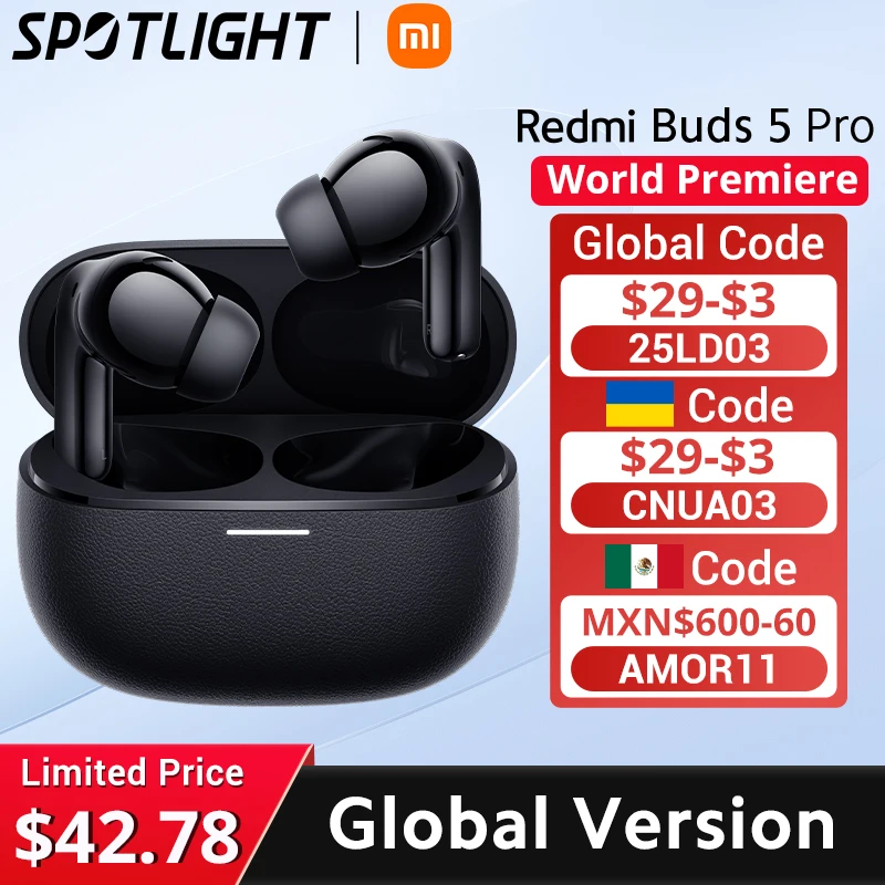 [World Premiere] Global Version Redmi Buds 5 Pro TWS Bluetooth 5.3  52dB Noise Cancellation Up to 4kHz ultra-wide frequency