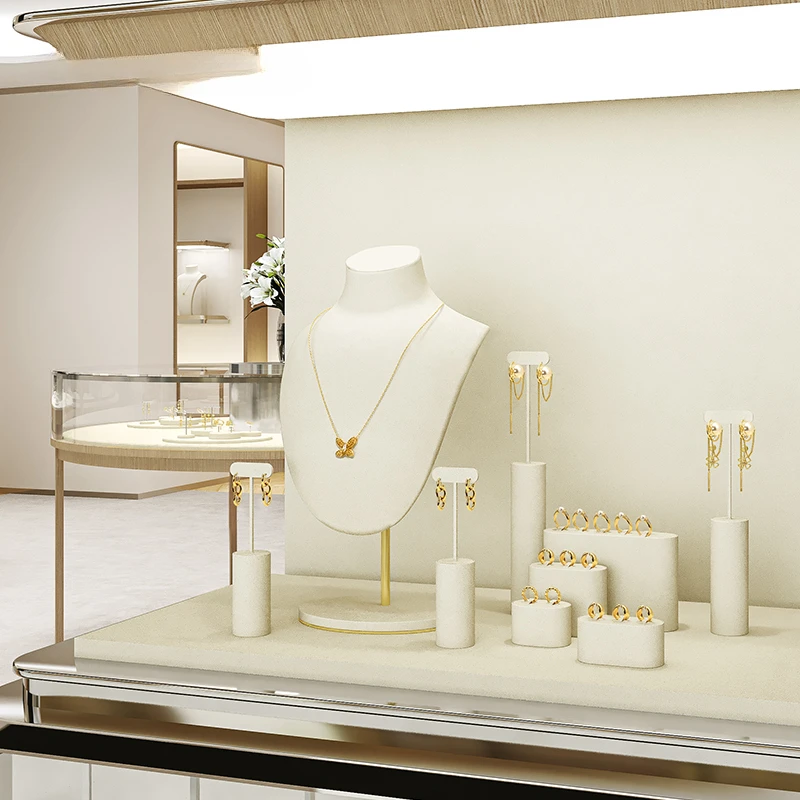 Light luxury jewelry display rack, rings, earrings, necklaces, ultra-fine fiber display props, showcase display rack