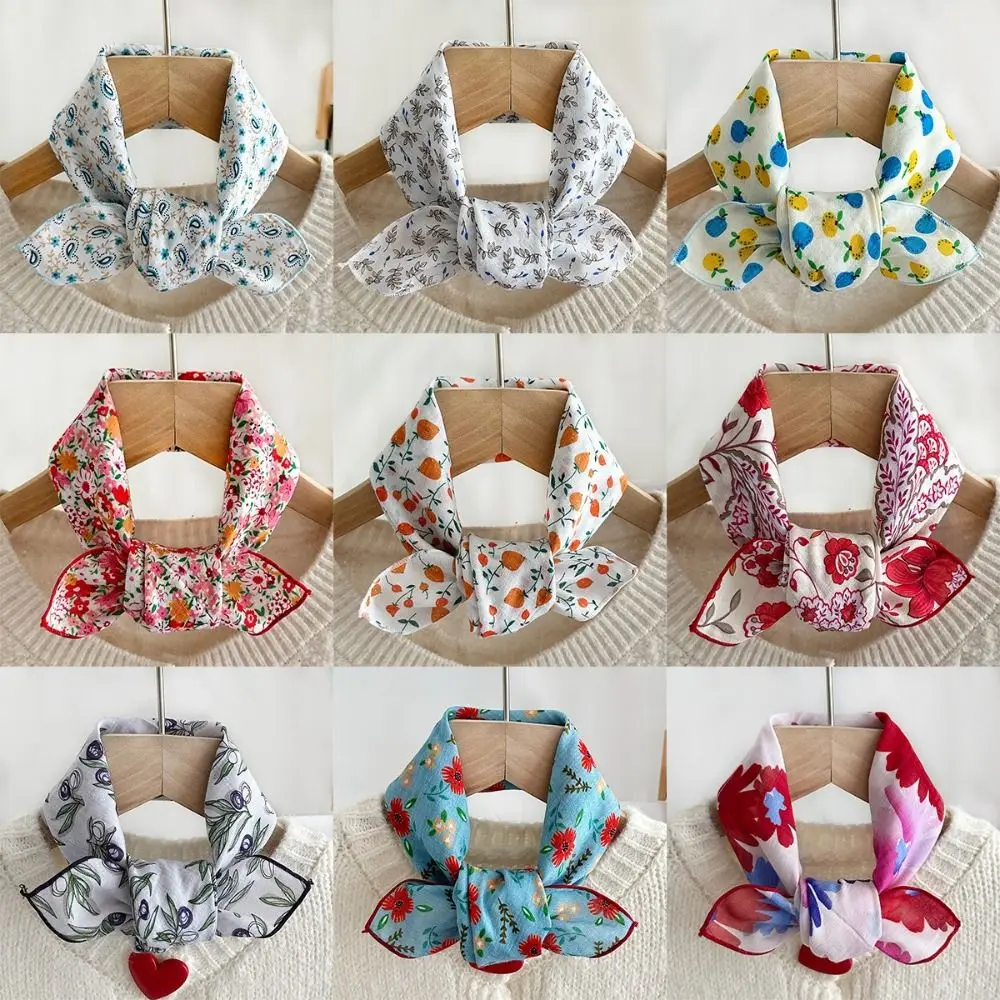 New Floral Print Floral Print Neckerchief Cotton Material Skin-Friendly Fabric Silk Scarf Square Scarf Headwear Use