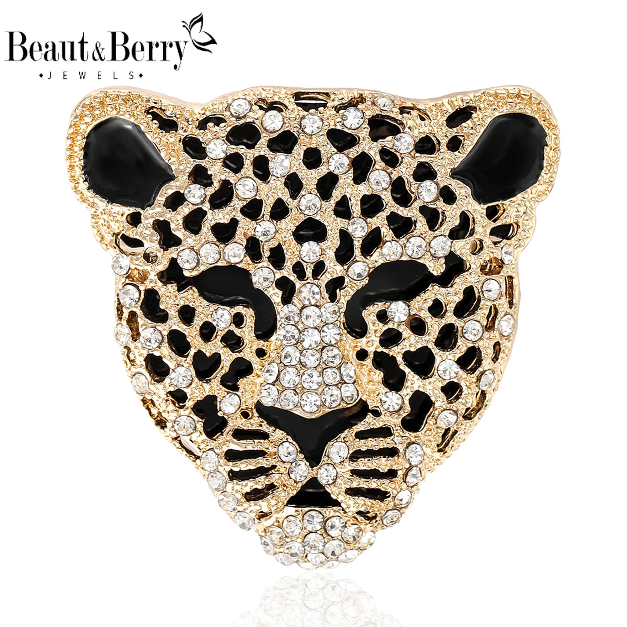 Beaut&Berry Luxury rhinestone leopard head brooches for women animal pins Casual Party Accessories New Gifts Friends Decoration