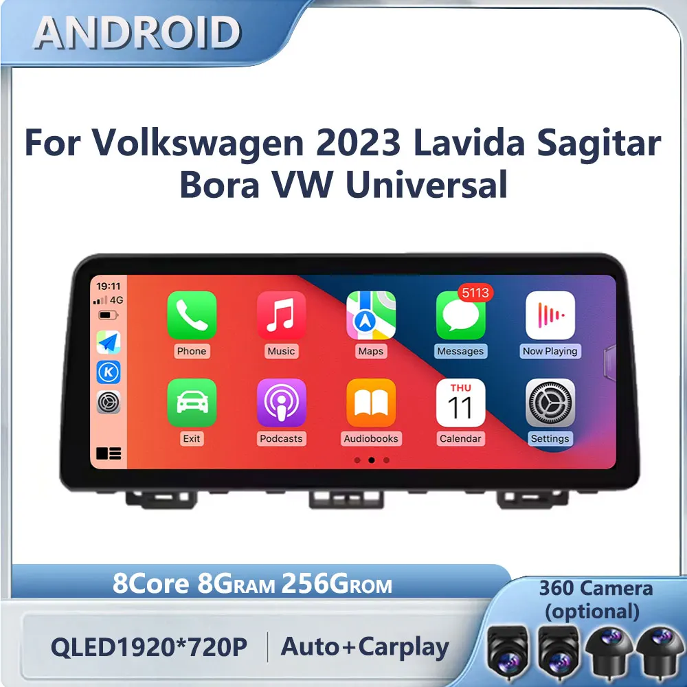 For Volkswagen 2023 Lavida Sagitar Bora VW Universa Car Android Auto Screen Car Radio Carplay  Navigation GPS Stereo 4G BT 5.0