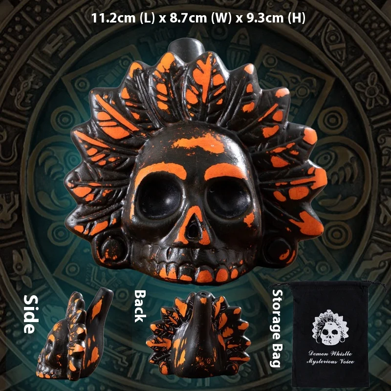 1PCS Aztec Death Whistle Halloween Prop Ceramic Skull Scary Scream