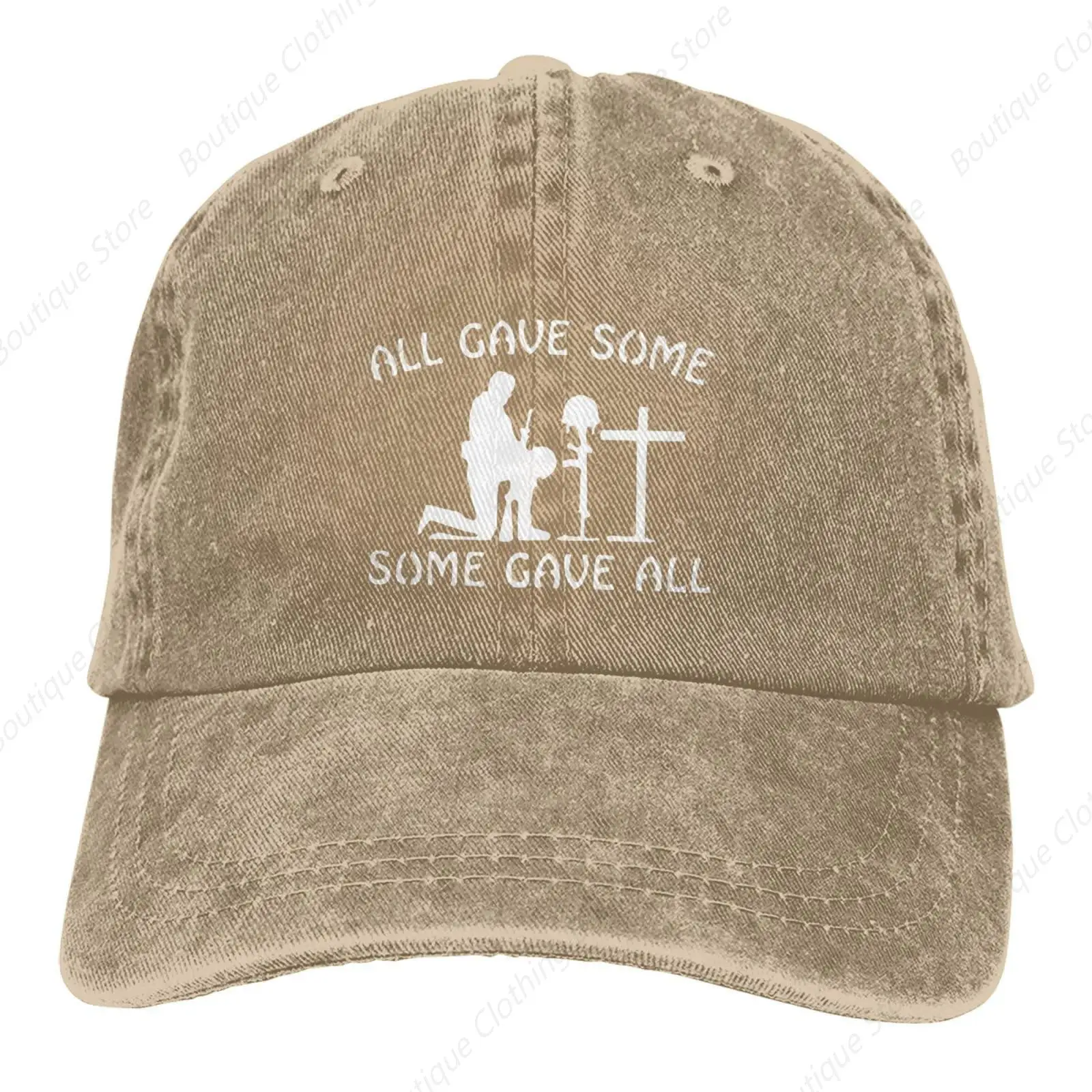 All Gave Some Sunhat Distressed Washed Denim Cowboy Baseball Cap Classic Dad Hat Men Women, Gray