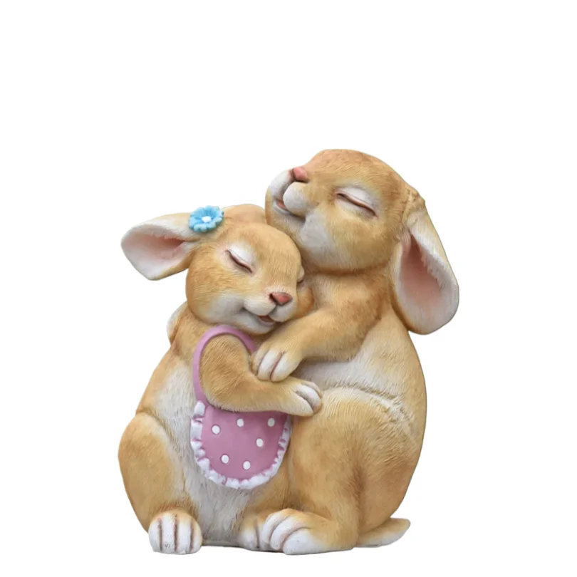 

Pastoral Simulation Animal Resin Rabbit Couple Ornament Outdoor Garden Balcony Figurines Crafts Courtyard Accessories Decoration
