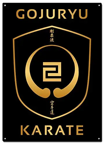 Gold Gojuryu Karate Metal Tin Signs, Martial Arts Colorfast Posters, Decorative Signs Wall Art Home Decor - 8X12 Inch (20X3 sign