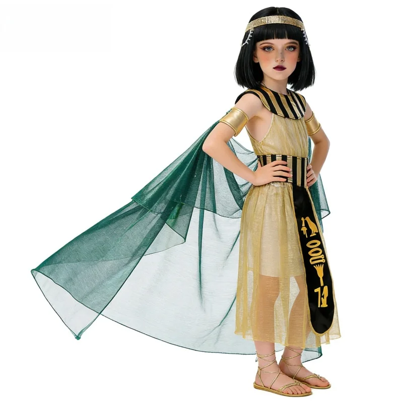 

Halloween Children's Cosplay Pharaoh Queen Performance Costume Goddess Stage Opera Performance Clothes Egyptian Queen Outfit