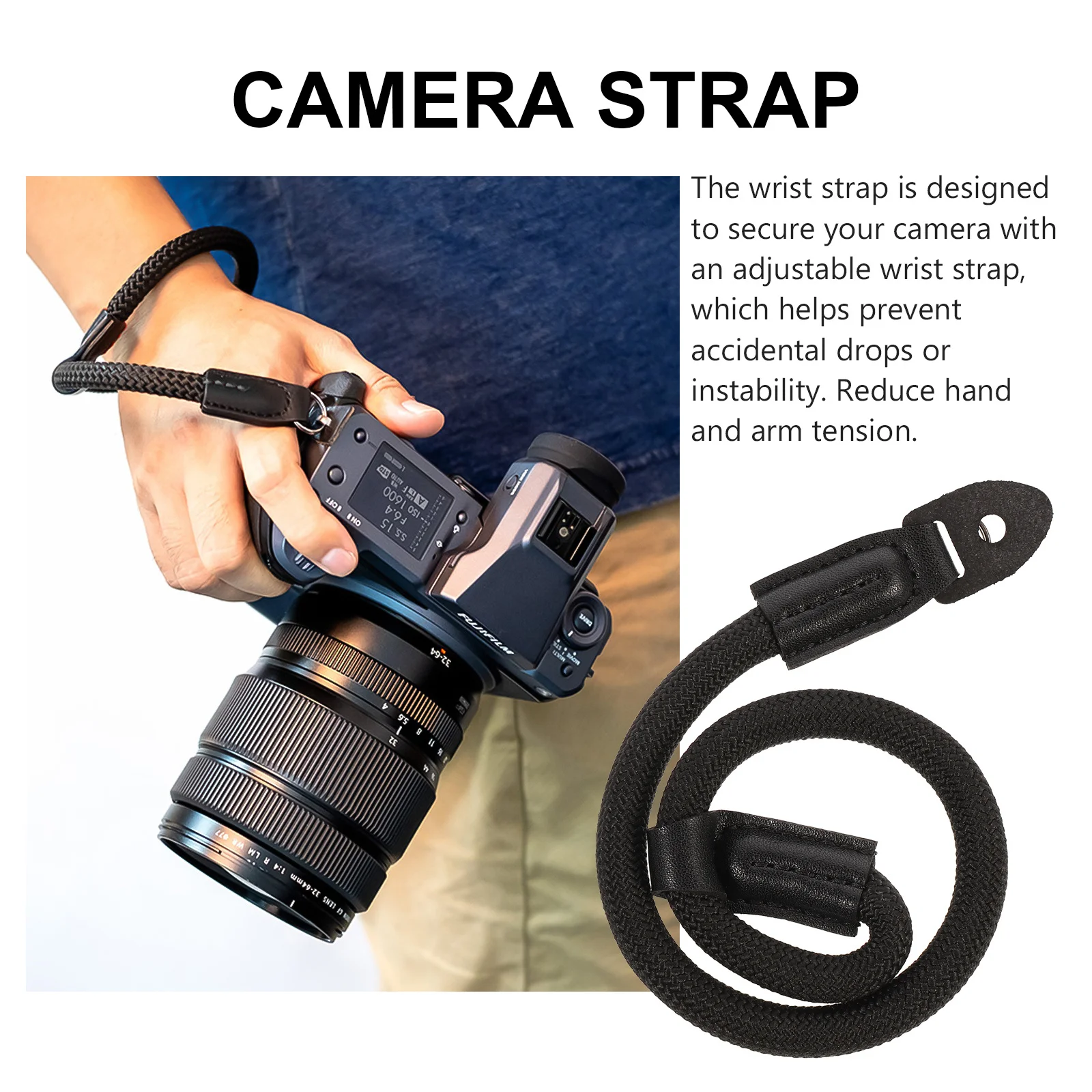 

1Pcs Camera Wrist Strap Adjustable Durable Wristband Secure Hand Grip Hanging Lanyard Comfortable Fit for Most Digital
