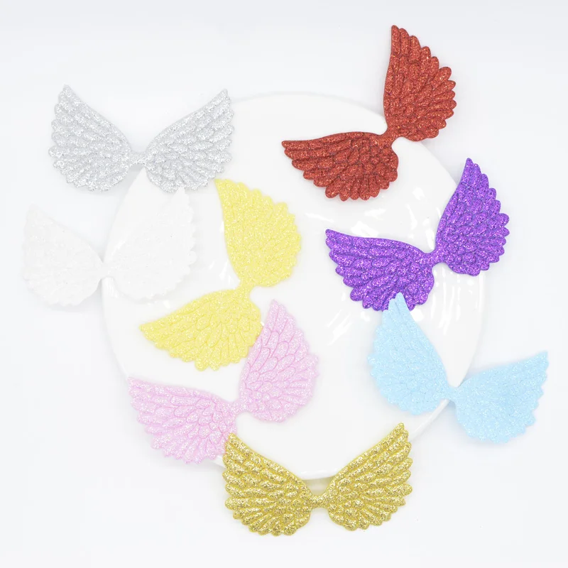 20Pcs Shiny Angel Wing Patches Glitter Fabric Fairy Wing Crafts Appliques Diy Girl Wing Decorative Supplies