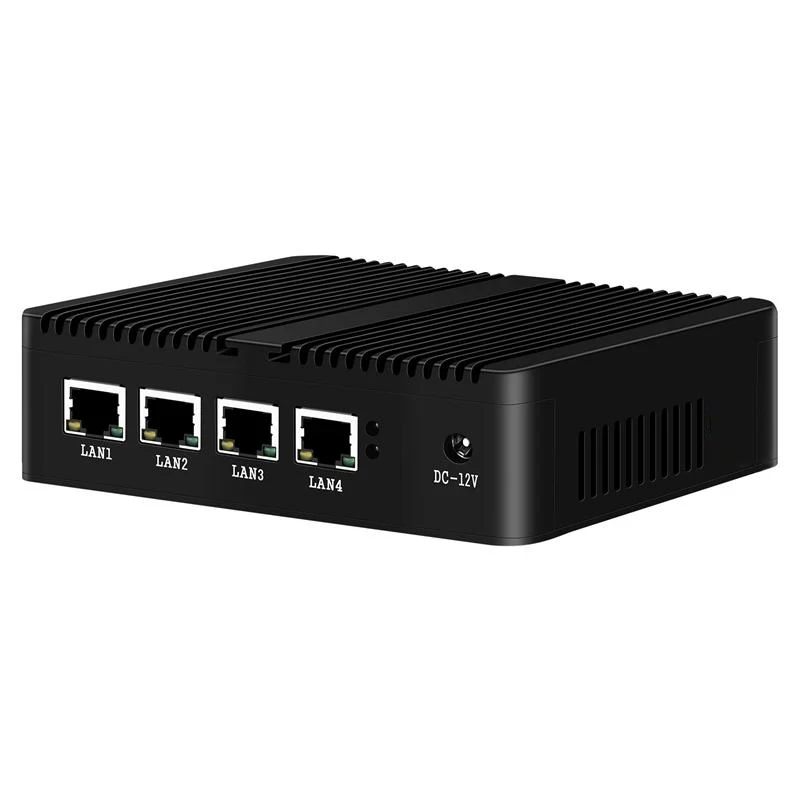 Helorpc 4LAN Industrial Fanless Mini PC with J4125/N2830/J1900 Support Win10/11 Linux System Pfense Firewall Desktop Computer