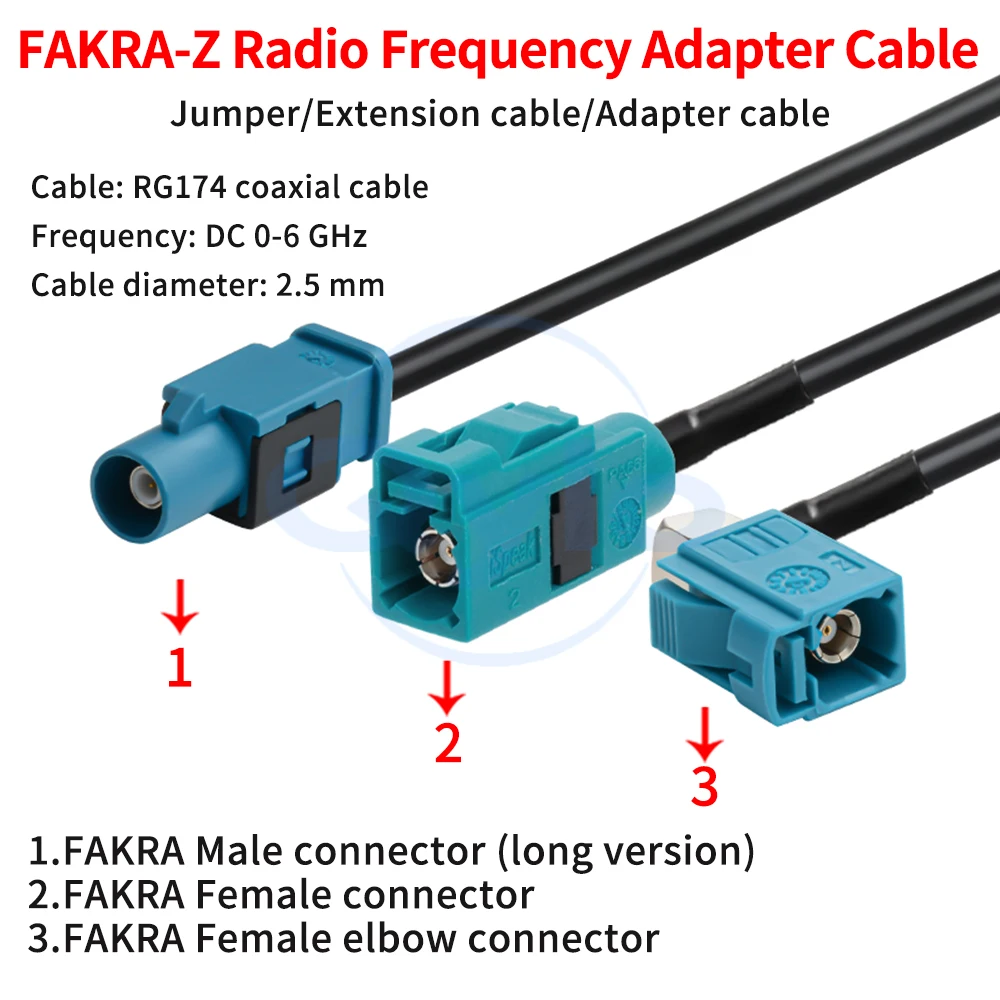 FAKRA-Z Type RF Adapter Cable RG174 Coaxial Extension Cable Universal All-Purpose Z-Type FAKRA (1 pcs)