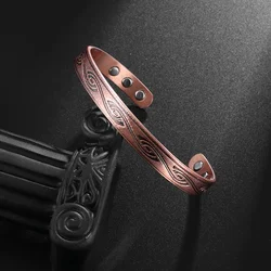 High Quality Copper Engraved Totem Magnetic Adjustable Bracelet for Men Women Joint Protection Pain Relief Biomagnetic Bracelet