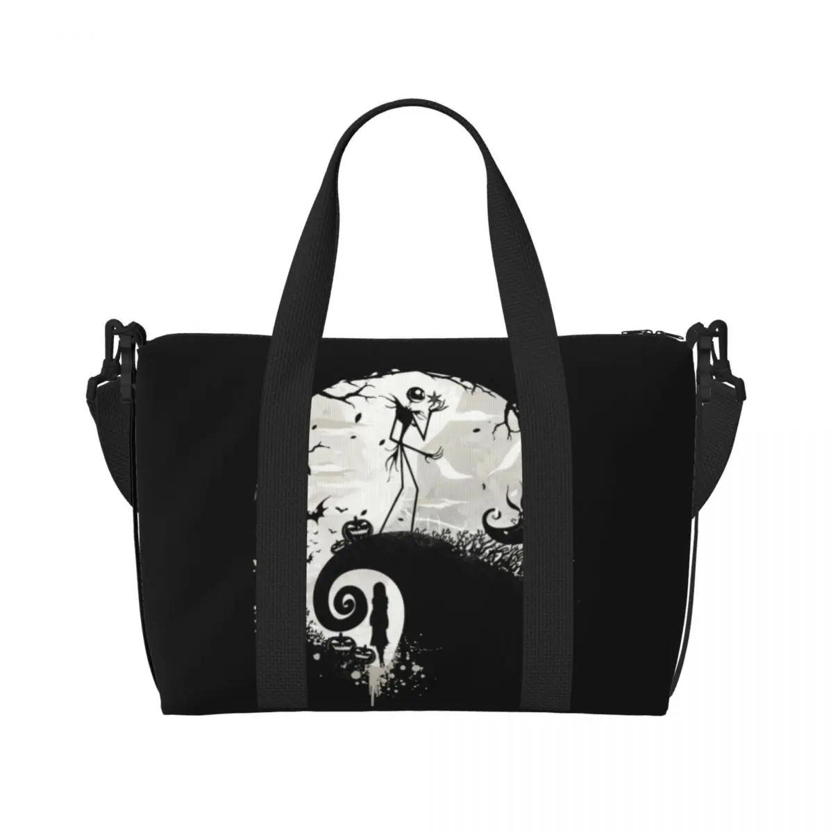 Custom Cartoon The Nightmare Before Christmas Tote Bag Women Large Capacity Jack Skellington Gym Beach Travel Bags