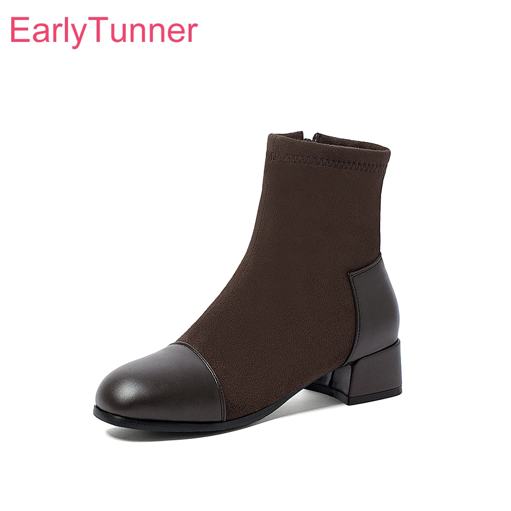2026 Autumn Comfortable Women Ankle Booties Med Chunky Heel Office Lady Formal Shoes Large Small Plus Size 11 32 44 48