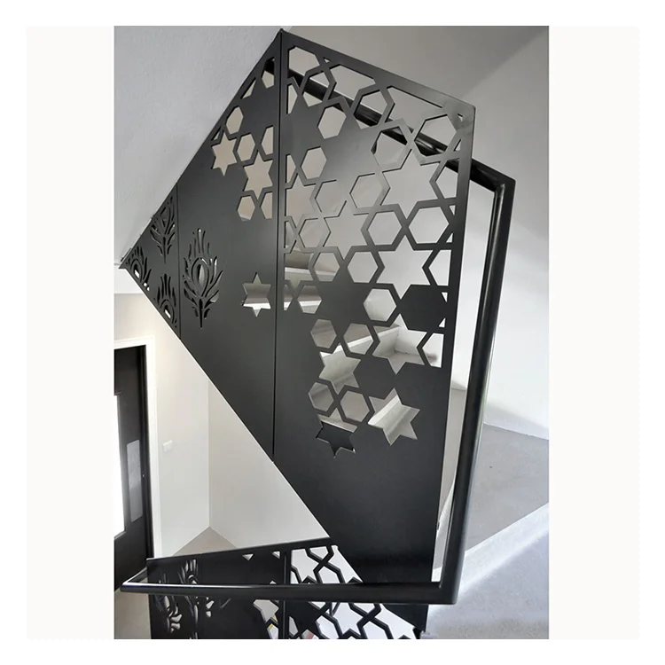 Customization Laser Cut  Decorative Art Wrought Iron Metal Interior Wall Stair Railings Indoor Decorative Metal Stair Railings