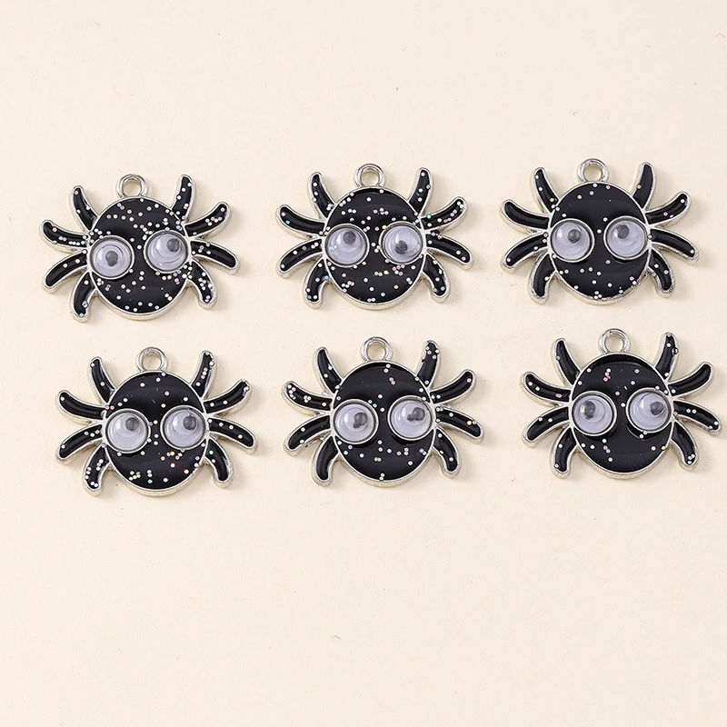 

20pcs 22x17mm Cartoon Enamel Halloween Spider Charms Pendants for Making DIY Drop Earrings Necklaces Bracelets Jewelry Findings