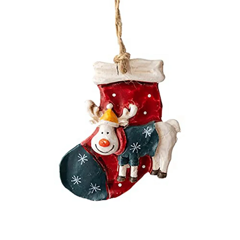 AA80-크리스마스 수지 작은 펜던트 크리스마스 트리 펜던트 장식품 크리스마스 장면 레이아웃 레트로 수제 그림 펜던트 Durab