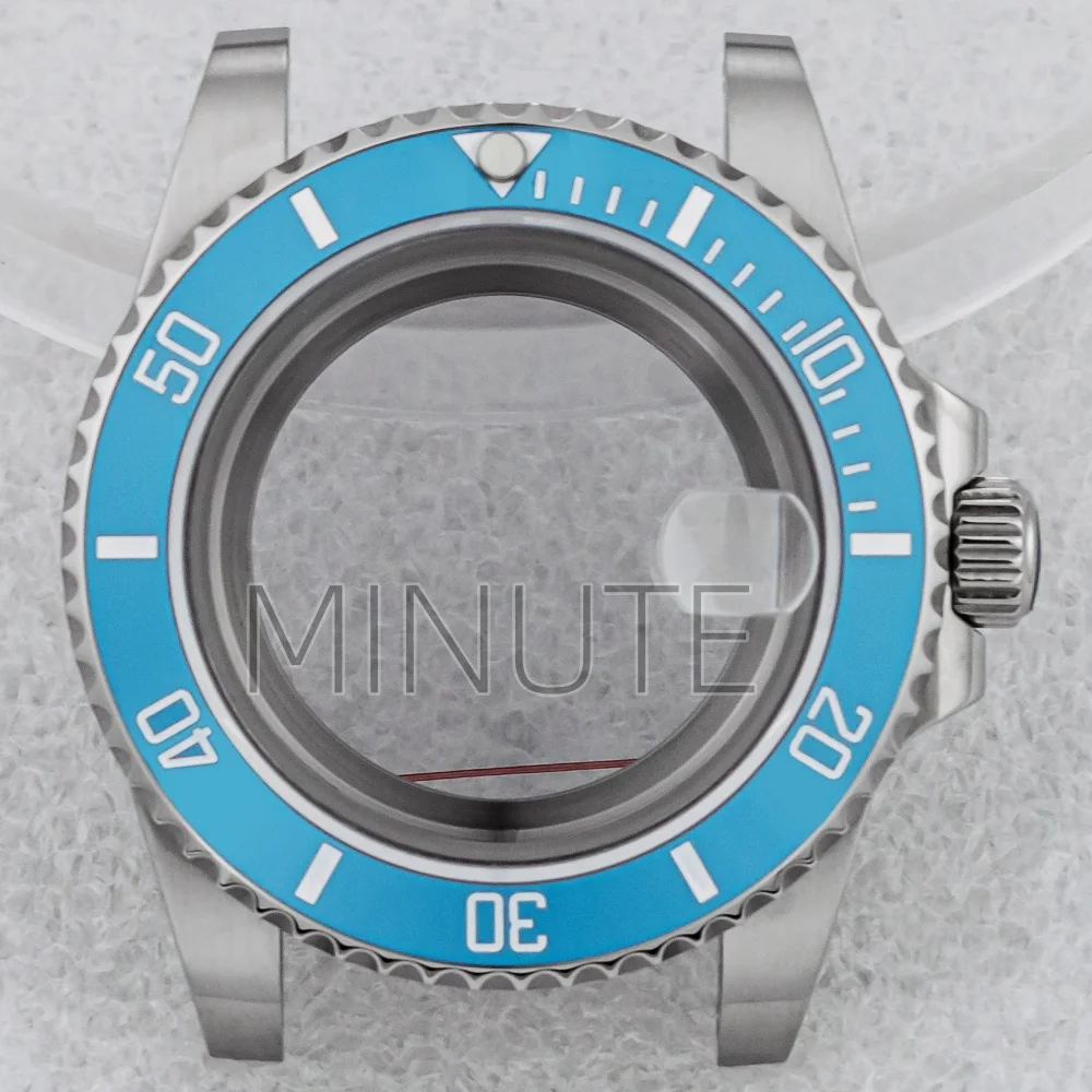 

40mm NH35 Watch Case Ice Blue Ceramic Bezel Bracelet Strap Sapphire Glass 100M Waterproof fit SUB GMT NH34 NH35 NH36 movement