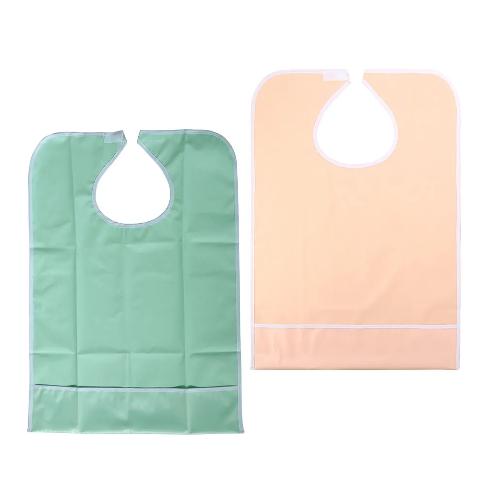 

2Pcs Waterproof Adult Bibs PVC Washable Mealtime Protectors Reusable Clothing Aprons for Disabled Elderly Salon Apron