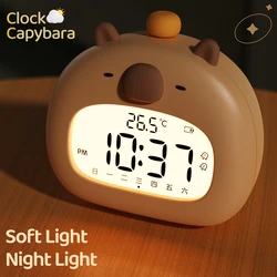 Capybara-reloj despertador recargable por USB para niños, luz LED nocturna, decoración de escritorio, adornos, regalo