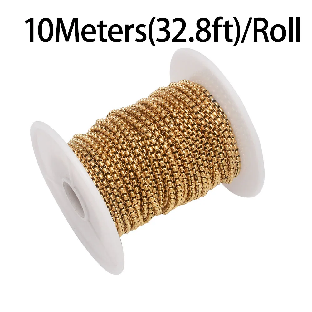 9,8-98 Fuß Gold PVD-beschichtete Rolo-Box-Kette aus Edelstahl für DIY-Schmuckherstellung, Halsketten und Armbänder – Detail 8