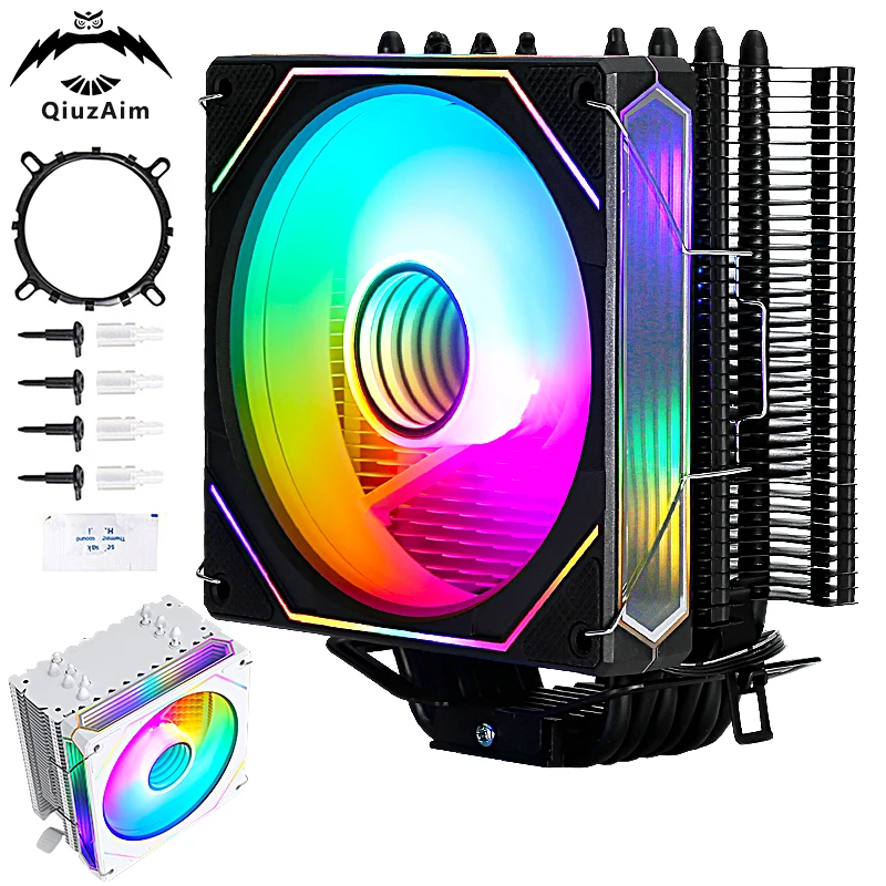 

QiuzAim am3 am4 am5 amd Computer Cpu Processor Cooler 120mmFan 4Pin/PWM Air-Cooler 6 Heat Pipe Installing LGA115x 1200 1700 1366