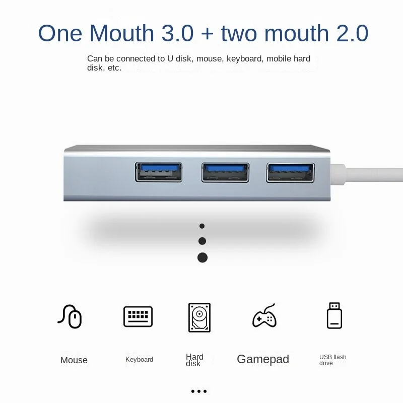 TYPE-C Ethernet con HUB USB a 3 porte 2.0 RJ45 scheda di rete Lan adattatore da USB a Ethernet per Mac IOS Android PC RTL8152 HUB USB 2.0