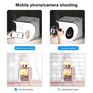 Puluz 20 cm de 8.7 pulgadas Mini Panel LED plegable Portable 1100LM 550LM Light Photo Iluminación Estudio de tapa de tiro Kit 2 Fondo 8 Mejor caja de fotos de estudio de ventas - №3