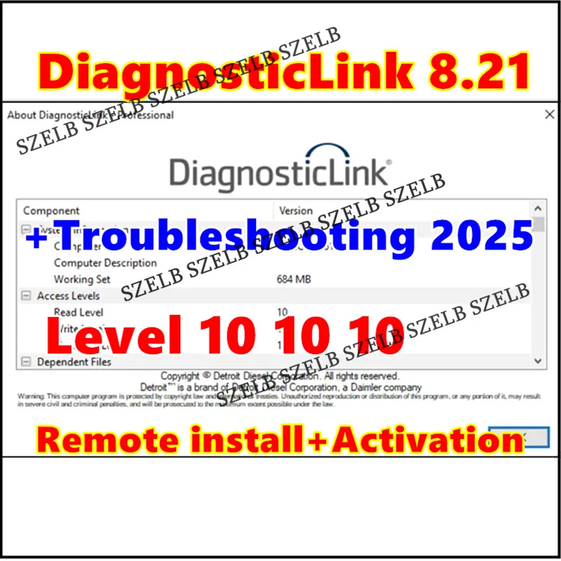 

Дизельная диагностическая ссылка Detroit 925, DDDL 8,21 SP1, профессиональный уровень 10 10 10 DDDL 8,13 + удаленная онлайн-встановка